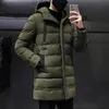 Kurtka zimowa Mężczyźni Długa Parka Kapturem Gruby Ciepły Płaszcz Mężczyźni Jesień Znosić Moda Kurtka Puffer Kurtka Solidna Kolor Plus Rozmiar 4XL 201204