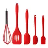 5 pezzi / set utensili da cucina in silicone set frullino per le uova cucchiaio spatola pennello olio kit utensili da cucina accessori 201223