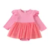 3 kleuren baby meisjes bodysuits fly mouw massief pit gestreepte romper jurk pasgeboren baby jumpsuit kleding M3278
