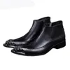 Japanese Style Fashion Mens Boots Pointed Iron Toe Black Men Leather Ankle Boots Zip Antumn Boots Men Botas Masculina