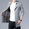 Thoshine Brand Spring Autumn Men Trench Coats Superior Kvalitet Knappar Man Mode Ytterkläder Jackor Windbreaker Plus Storlek 3xl1
