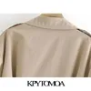 KPYTOMOA KVINNOR 2020 mode med bälte dubbelbröst trenchrock vintage långärmad fickor kvinnliga ytterkläder chic överrock lj201128