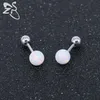 Charmante stud oorbellen Round Ball Real Opal Stones Brinco Steel Pierced Ear Studs Verjaardagscadeau voor meisjes vriend Bijoux13877903