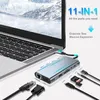 11 In 1 USB HUB Docking Station Adapter with 4K HDMI, VGA, Type C PD, Ethernet RJ45 Port, SD/TF Cards, 3.5 mm AUX, Compatible MacBook Pro/Air
