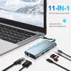 11 i 1 USB HUB-dockningsstationadapter med 4K HDMI, VGA, typ C PD, Ethernet RJ45-port, SD / TF-kort, 3,5 mm AUX, kompatibel MacBook Pro / Air