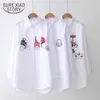 New White Women Blouse 19 Long Sleeve Cotton Embroidery Blouse Lady Casual Button Design Turn Down Collar Female Shirt LJ200811
