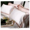 Luxus-Bettwäsche-Set aus weißer Seide und Baumwolle, Queen-Size-Bett, Bett-Set aus ägyptischer Baumwolle/Spannbetttuch, Bettbezug, Bett-Set Parure de Lit T200706