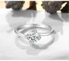 Vintage 925 Sterling Silver Wedding Engagement Ring CZ Cyrkon Rocznica Party Pierścionek dla kobiet Pierścień Moda XR408