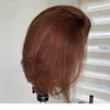 180Density Brizilian Chestnut Full Lace Human Hair Wigs with Baby Hair Short Bob Silky Straight 13x6 Lace Front Wigs for Women 3601380231