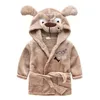 Children's Terry Bathrobe For Girl Boy Flannel Dressing Gown Kids Cartoon Baby Bathrobe Hooded Little Girl Robes Winter Clothes LJ201216