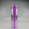 22oz acrylic tumbler double wall skinny tumblers plastic clear water bottle coffee mug with straw A02