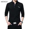 BROWON T Shirt Uomo Long -shirt urn-down Stripe Designer -shirt Slim Fit Loose Casual Cotone Uomo Taglie forti 220214