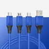 Phone Cables 2.4A Quick 3 in 1 Nylon Braided Charging Cable Micro USB Type-C for Samsung Android Charger Cord Fast 1.2m