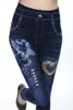 Leggings pour femmes sans couture imitation denim évider sexy legging femme pantalon plus taille 3XL femme vêtements pantalons legins pantalons 201203