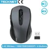 Souris TeckNet Pro souris ordinateur sans fil avec récepteur Nano 6 boutons 1 batterie 2000DPI télécommande 10M souris pour PC Laptop1