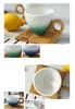 Set di tazze da caffè in ceramica creativa Tazza con manico in legno per uso domestico con coperchio Tazza in ceramica Semplice tazza d'acqua per ufficio