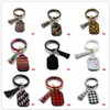 Wristlet Hand Sanitizer Bottle Holder Neoprene Keyring Holder PU Leather Keychain Bracelets Hanging Coin Purse Women Girls Decor