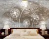 Romantic Floral 3d Wallpaper Nordic Wood Texture Dandelion Background Wall Modern Decorative Painting Classic 3d Wallpaper