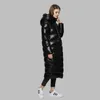 Vinter Long Down Parka 90% Vit Duck Down Jacket Kvinnor Tjock Varm Lång Vinterrock Kvinnor Hooded Slim Coat