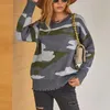 Chandails pour femmes Femmes Camouflage Pull tricoté Automne Imprimer Hiver Épais À Manches Longues Femme Pulls Casual Tops