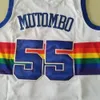 Винтаж 1991-92 баскетбольные майки мужские 55 Dikembe Mutombo 3 Allen Iverson 15 Carmelo Anthony Snow Mountain светло-голубой черный сшитый трикотаж S-XXL