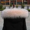 100% Echtpelz Kragen Luxus Warme Natürliche Waschbären winter Schal Frauen Große Pelz Kragen Schals Für Damen Männlichen Jacken Mantel schal 220114