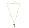 collier croix strass diffuseur d'huile essentielle cristal plaque d'or croix pendentif collier bijoux pour femme et homme