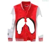 Mäns och Kvinnors Casual Style Unik Personlighet Design Shark Mouth Print Cotton Loose Baseball Shirt Jacket