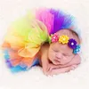 Vit tutu kjol blomma nyfödd tutu kjol och matchande blomma huvudband set fluffig tjej sommar baby fotografi props1