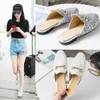 Muller But Spring and Summer Slipper Zużycie Red Lazy Buty Flat Baotou Half Cappers Sandals and Kaptery Y200624