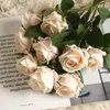 Konstgjorda blommor Flannel Rose Long Branch Bouquet för Wedding Home Decoration Fake Plants DIY Krans Tillbehör Tillbehör W-01375