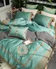 Verde Bianco Lusso 80S cotone egiziano Royal Gold pizzo ricamo biancheria da letto set copripiumino biancheria da letto lenzuolo federe 4/7 pezzi T200706