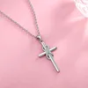 Kors Halsband 925 Sterling Silver Infinity Zircon Pendant Religiösa fina Smycken Christian Dop för Kvinnor Gåva Q0531
