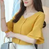 2018 Womens Tops And Blouses Summer Flare Sleeve Chiffon Blouse Shirt Women Tops Ladies Work Wear Office Blusa Feminina Shirts H1230