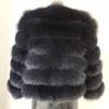 giacca da donna in vera pelliccia di volpe blu naturale da donna corta spessa calda genuina lusso invernale per capispalla grils con maniche 201103