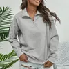 Bayan Vintage Kadife Tişörtü Standı Renk Zip Up Uzun Kollu Kazaklar Sonbahar Kış Rahat Giysiler Moda Tops