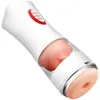 Automatic Double Tongue/vagina Telescopic Voice vibration Aircraft Cup Deep throat sucking Penis Massage male Masturbator cup 201212