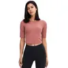 L-52 Mujeres Yoga T Shirts Equipo de fitness Básico Slim Fit Deportes Tops Media Mangas Transporte Camisa Primavera Verano Top para la piel para en movimiento