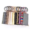 Leopard print PU leather tassel Bracelet double layer women's keychain wallet card bag mobile phone bag Clutch Wallet designer handbags