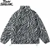 Bomber giacca da uomo streetwear harajuku ricamo zebra stampato giacca pelosa cappotto invernale giacca casual outwear spessa 201218