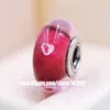 2pcs S925 Sterling Silver Cerise Hearts Effervescence Murano Glass Beads Fit Pandora Charm Jewelry Bracelets & Necklaces