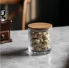 Transparent glas Kaffeböna Tea Container Matlagringsburk med lufttät tätning Bambu lock, borosilikatbehållare