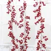 Декоративные цветы венки 2м рождественские гирлянды Искусственные ягодные растения виноградная лоза зеленый красный сад