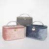 New style Velvet pink cosmetic handbag women flannelette cosmetics organizer bag portable portable toiletry bags