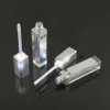 50pcs/lot, 7ml LED light lip gloss bottle container tube with mirror attached on one face, black and silver cap