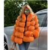 faux fur coat winter fashion hooded Fox jacket overcoat solid outerwear autumn thick keep warm womens tops klw5746