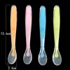 Old Cobbler Newborn Baby Products Silicone Feeding spoon Soft head With suction cup Set box RRB13295