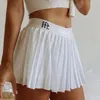 Branco saia plissada curta mulher cintura elástica mini saias sexy mircro verão bordado mini saia de tênis novo preppy y12142902306