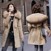 女性のダウンパーカス冬の女性フリース内部プラスサイズ濃い暖かいミッドフード付きジャケット毛皮の女性スリムパディング1 luci22