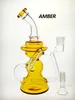 Hookah Recycler Oil Rig Bubbler Bongs 8,5 inch Hoogte en plak perc met 14 mm glazen kom 320 g gewicht 3 kleuren Bu066